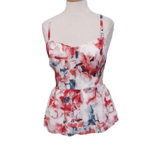 Guess Floral Peplum Zip Back Adjustable Strap Top- Sz. Lrg
